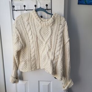 Free People Cream Cable Knit Sweater